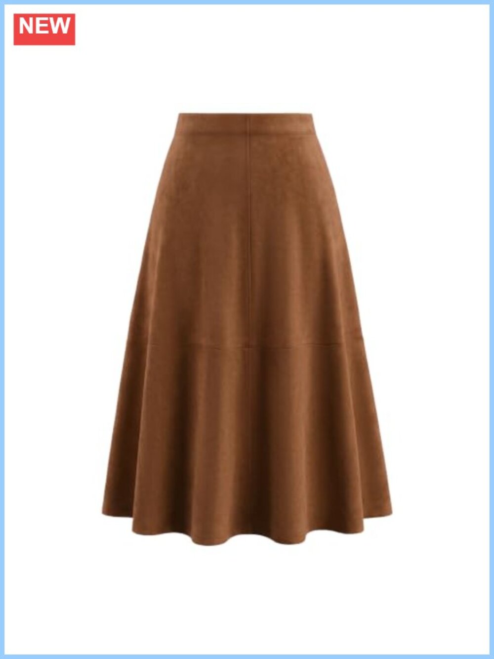 Faux Suede High Waist A-Line Midi Skirt Fall Winter Casual